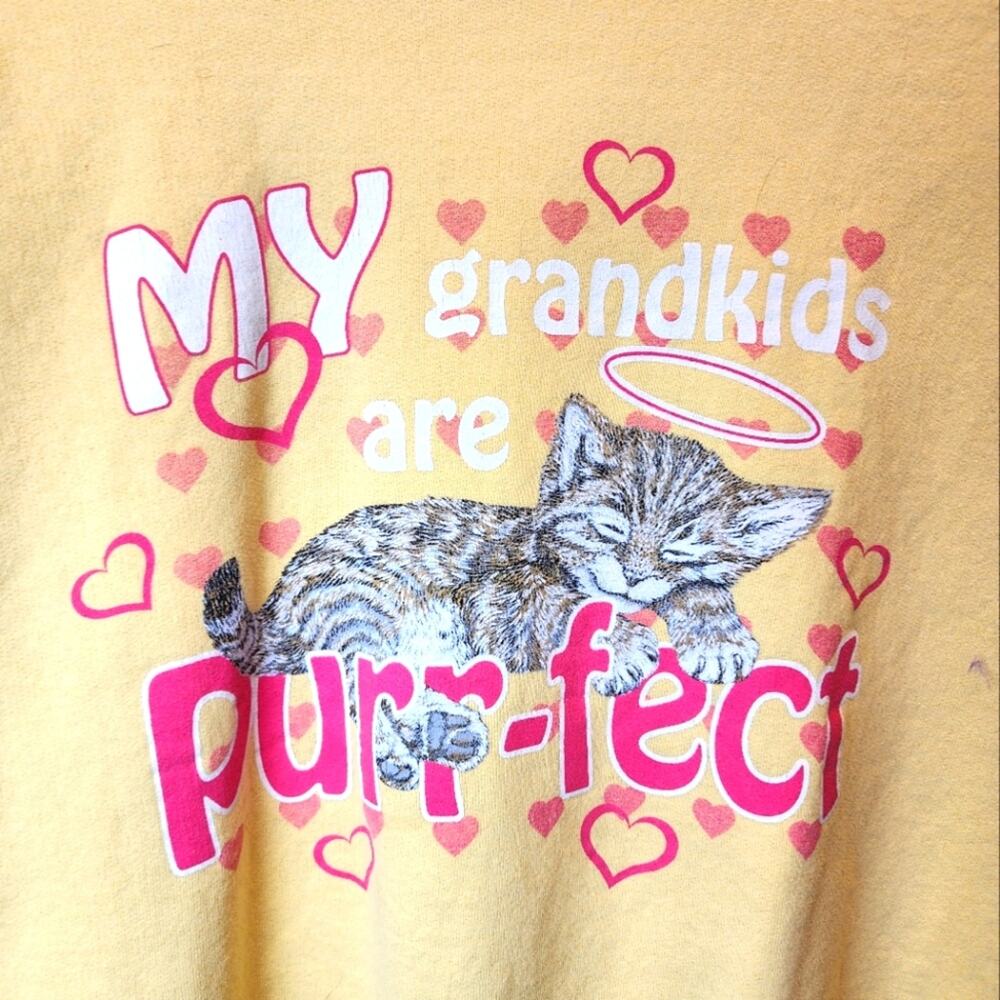 Grandma Sweatshirt Grandkids & Kittens Funny Gift Crew Neck Long‎ Sleeve Size L